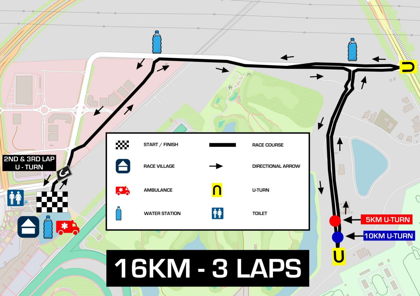 Run Race Course Map SKECHERS Performance Run: 16k,10k,5k,3k Race 7